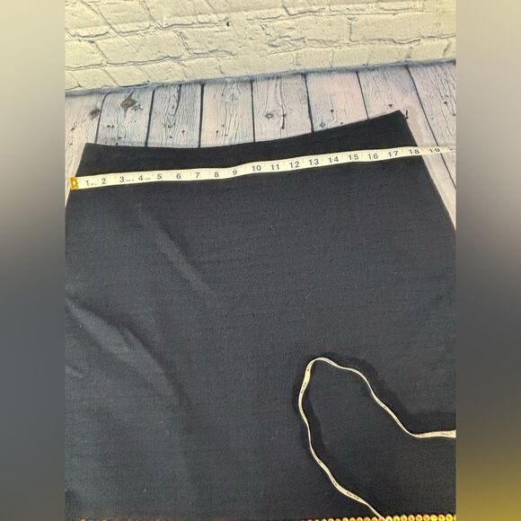 Talbots Navy Sequin Beaded Boho Hem Lined Coastal Workwear A-Line Mini Skirt 12 - Picture 8 of 10